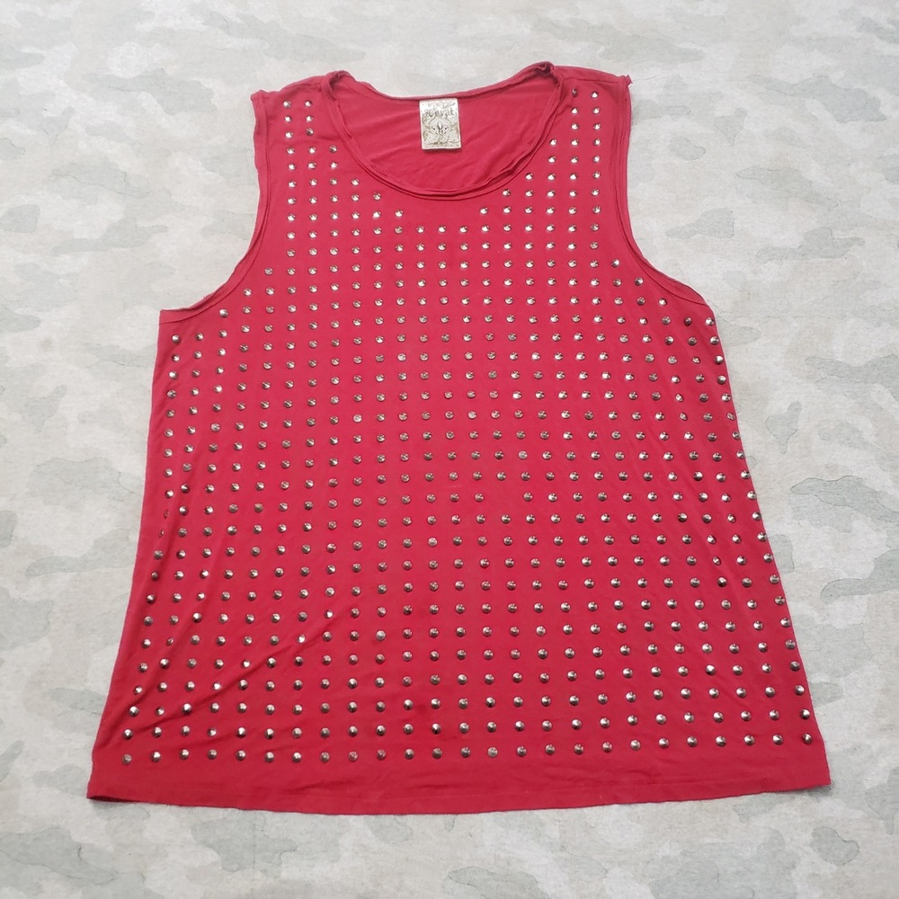 Vocal Studded Tank Top Womens XL Red Rock Edgy Sleeveless Scoop Neck